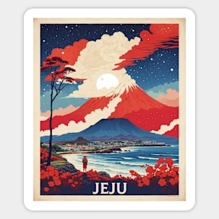 Jeju South Korea Starry Night Travel Tourism Retro Vintage Sticker